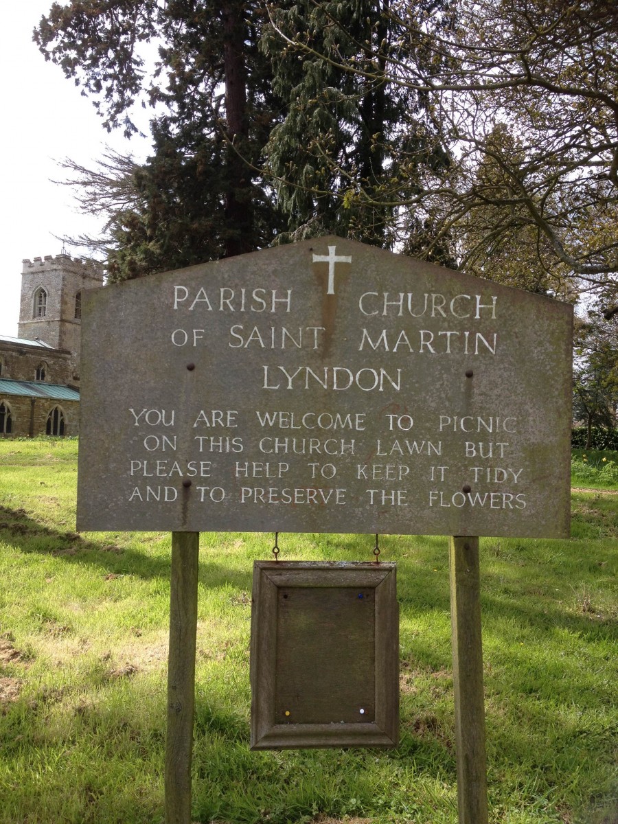 Lyndon's welcoming sign for picnics on the church lawn